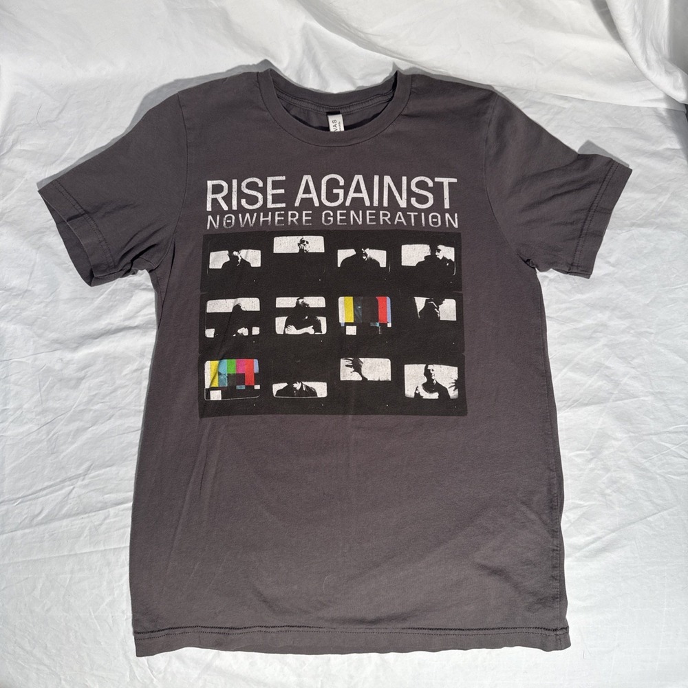 2021 Rise Against Mens T-Shirt Nowhere Generation Tour Charcoal Double Sided